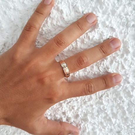 Fede Nuziale da Uomo Maurice - Oro Bianco/Giallo 18kt, Diamanti