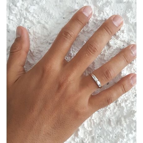 Fede Nuziale da Uomo Ovidio - Oro Bianco e Diamante Interno