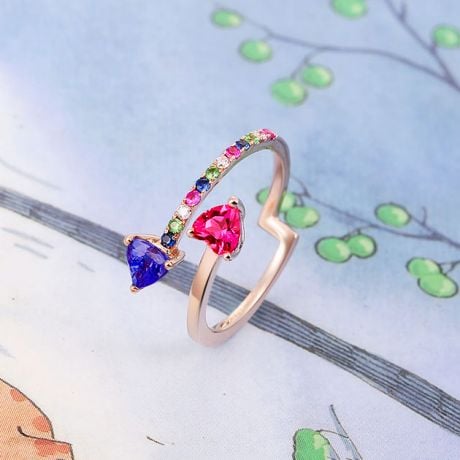 Anello signaux inversés. Oro rosa, Zaffiri