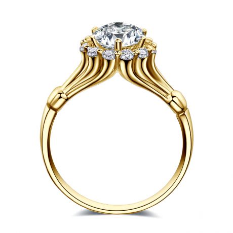 Anello di fidanzamento Hortensia - Solitario accompagnato, oro giallo, diamanti