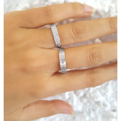 Fedi nuziali Platino Coppia - Sertissage diamanti