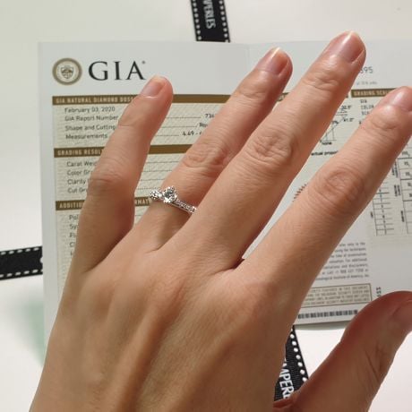 Anello Bambù Solitario - Oro Bianco 18kt & Diamante | Gemperles