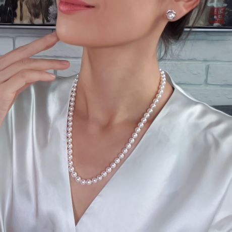 Collana Di Perle Ema - Akoya Giappone Bianche - 7/7.5mm, GEMMA / HANADAMA