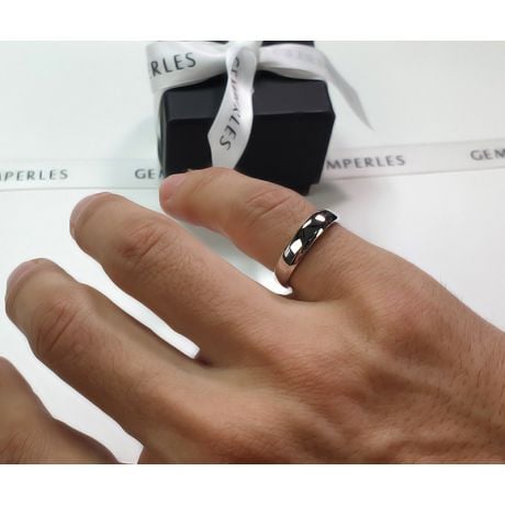 Fede nuziale Uomo. Oro bianco. Diamante 0.007ct