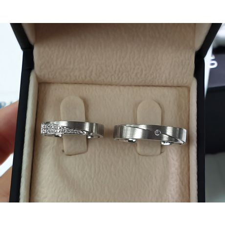 Fedi Nuziali Segno d'Amore - Oro Bianco, Diamanti