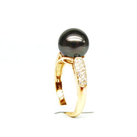 Anello Cromwell - Oro Giallo, Diamanti e Perla di Tahiti