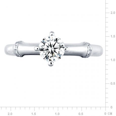 Anello di Fidanzamento Solitario Bambù Vegetale - Oro Bianco & Diamanti | Gemperles