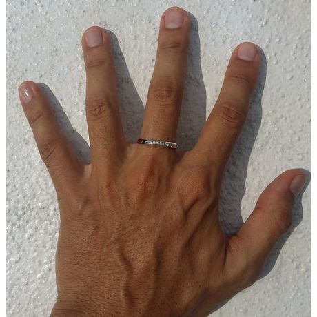 Fede Nuziale Dean per Uomo - Oro Bianco e Diamanti