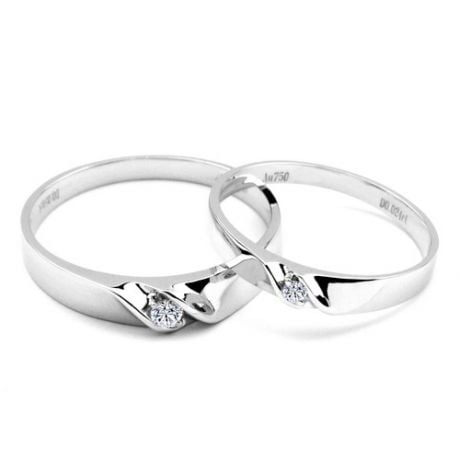 Fede Nuziale Briga per Donna - Platino e Diamante Solitario