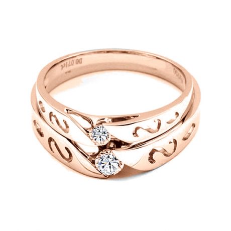 Fedi Nuziali Monroe & Crépuscule - Oro Rosa e Diamante Solitario