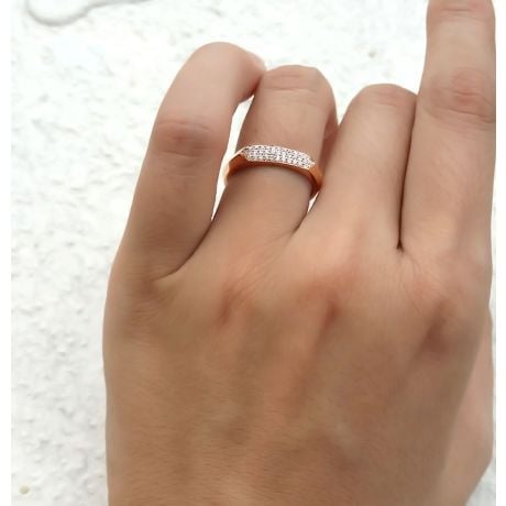 Fede Nuziale da Donna Louise - Oro Rosa & Fascia Diamanti