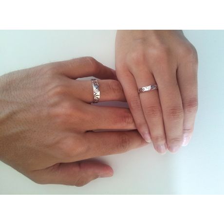 Fede Nuziale da Uomo Crépuscule - Oro Bianco e Diamanti