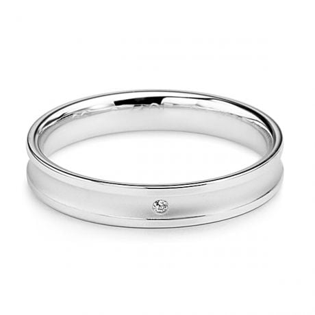 Fede nuziale Donna platino e diamante - Incurvation précieuse