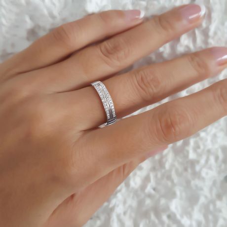Fede Nuziale Chimène da Donna - Platino e Diamanti