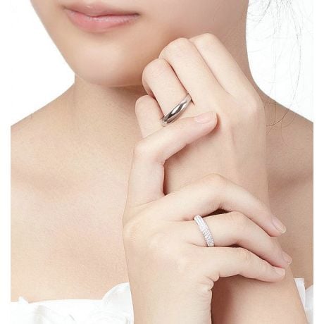 Fede Nuziale Bombata Blaine - Anello Uomo Platino & Diamante