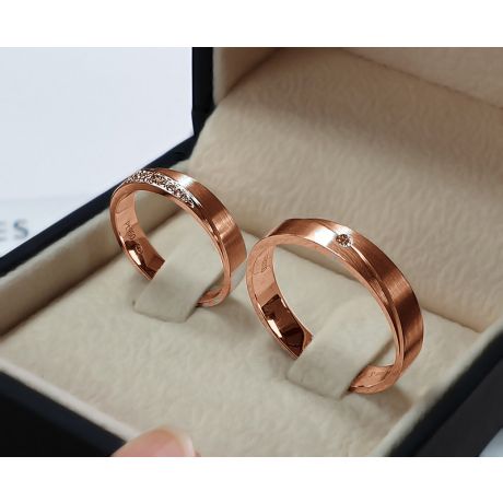 Fede Nuziale Uomo Sillage Amoureux - Oro Rosa, Diamanti | Gemperles