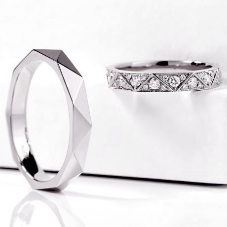 Fedi nuziali de Matrimonio Duo Triangulaire Platino