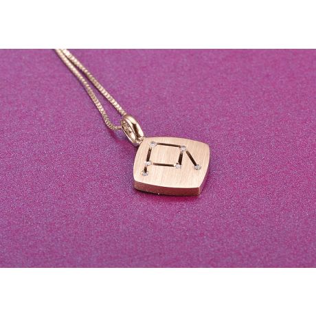 Ciondolo astrologico - Costellazione della bilancia - Oro rosa, diamanti 
