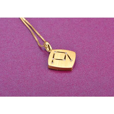 Ciondolo astrologico - Costellazione della bilancia - Oro giallo, diamanti 