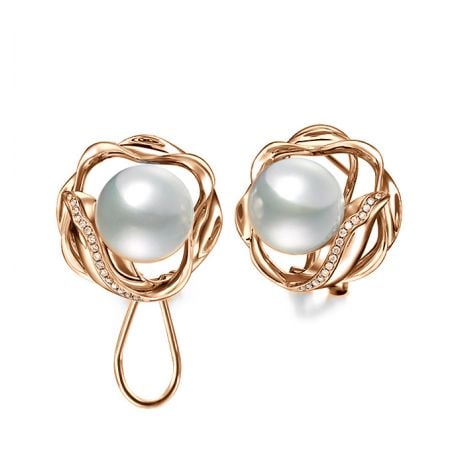 Orecchini Lotus - Perle d'Australia Bianche e Oro Rosa