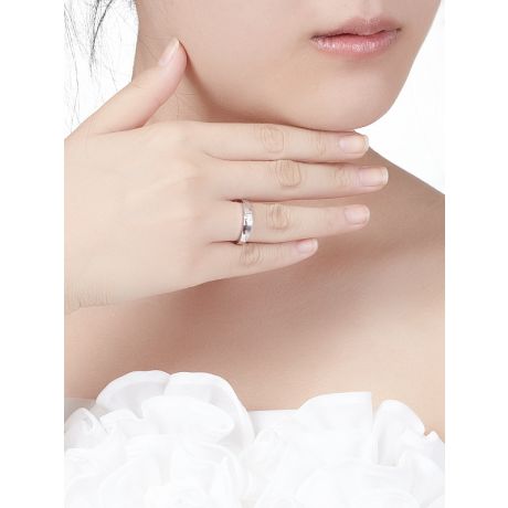 Fede Nuziale da Donna Clair De Lune - Oro Bianco, Diamante