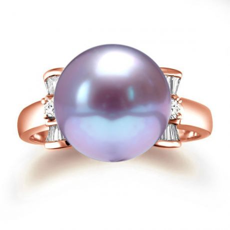 Anello Nodo Farfalla - Oro Rosa, Perla d'Acqua Dolce Lavanda