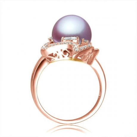 Anello Végétale - Oro Rosa, Perla d'Acqua Dolce Lavanda