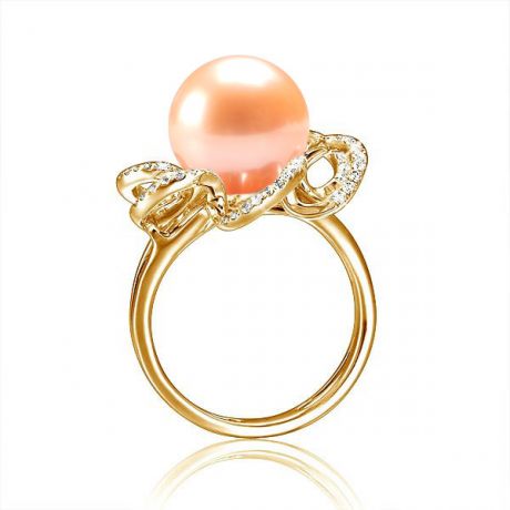 Anello Fleur Perlée - Oro Giallo, Perla d'Acqua Dolce Rosa