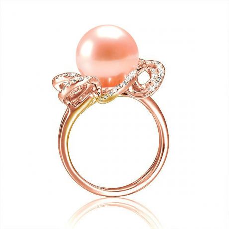 Anello Fleur Perlée - Oro Rosa, Perla d'Acqua Dolce Rosa