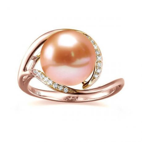Anello Antalya - Oro Rosa, Perla d'Acqua Dolce Rosa
