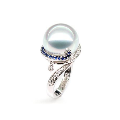 Anello Bruny - Perla dei Mari del Sud Bianca e Oro Bianco