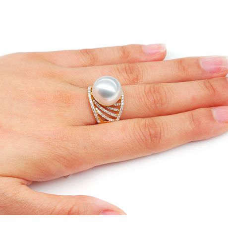 Anello Cocos - Perla dei Mari del Sud Bianca e Oro Giallo