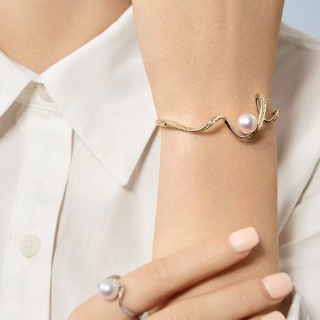 Braccialetto Ondine - Perla Akoya, Oro Giallo, Diamanti