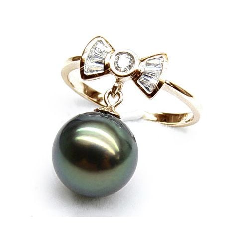 Anello Nodo Pap - Oro Giallo, Diamanti e Perla di Tahiti