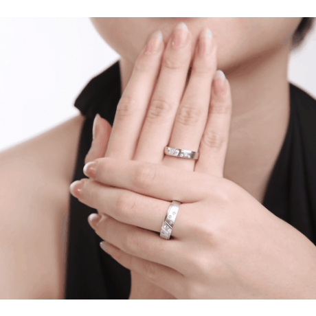 Fede Nuziale da Donna Talia - Platino, Diamanti