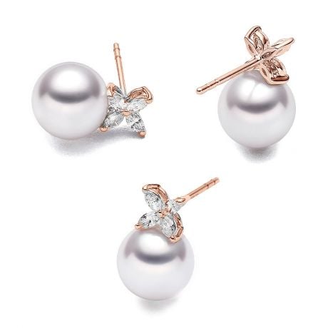 Orecchini di Perle Bianche Symphonie Nuptiale - Akoya Giappone - 8/8.5mm, GEMMA - Oro rosa