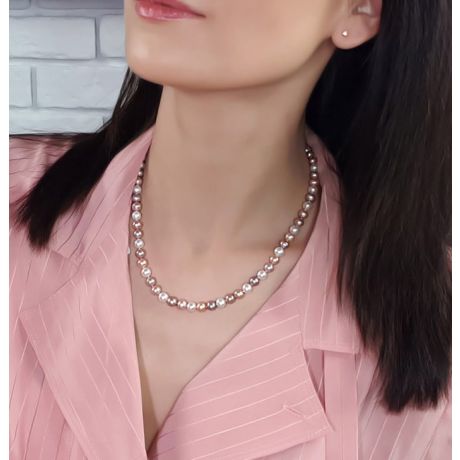 Collana Arthemuse  - Perle d'Acqua Dolce Miste - 6.5/7mm, AAA oro bianco