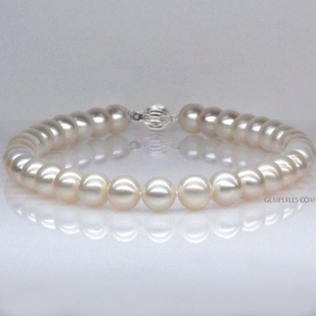Collana Gloria - Grosse Perle d'Acqua Dolce Bianche - 10.5/11.5mm, AAA oro bianco
