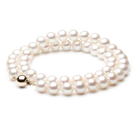 Collana Silo  - Perle d'Acqua Dolce Bianche - 8/8.5mm, AAA oro giallo