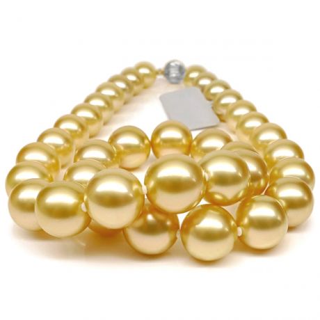 Collana Lorraine - Perle Coltivate Dorate Gold dei Mari del Sud oro bianco