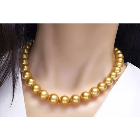 Collana Clothilde - Perle Coltivate Dorate Gold dei Mari del Sud oro bianco