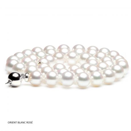Collana di perle Akoya bianche. 7/7.5 mm, qualità AAA oro bianco