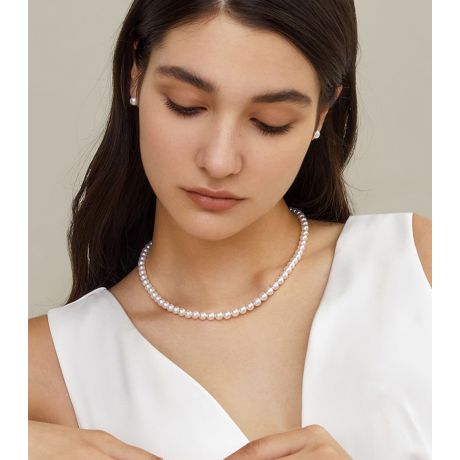 Collana Kyoto - Perle Bianche Akoya Giapponesi 6/6.5mm oro bianco
