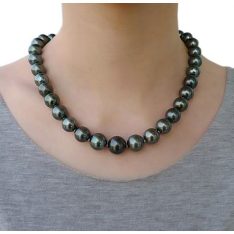 Collana Queen Charlotte - Perle Coltivate Nere di Tahiti oro giallo