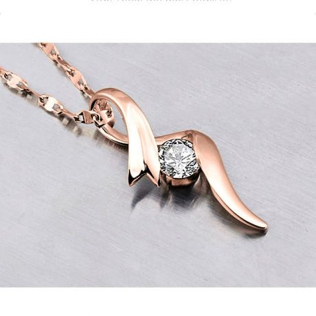 Ciondolo fiocco - diamante solitario - Oro rosa 18 carati