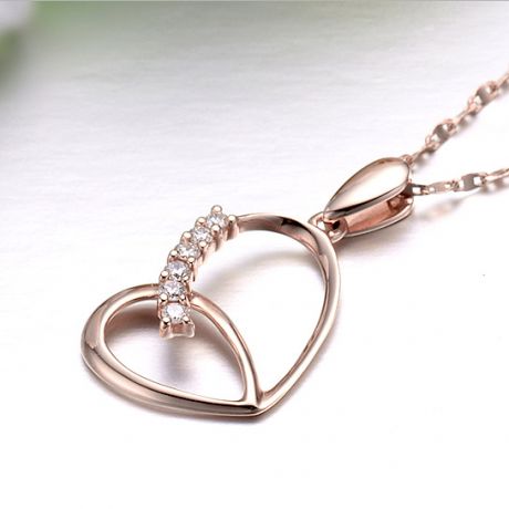Ciondolo cuore di farfalla - Oro rosa, diamanti