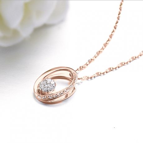 Ciondolo O - Oro rosa e diamanti 0.190ct