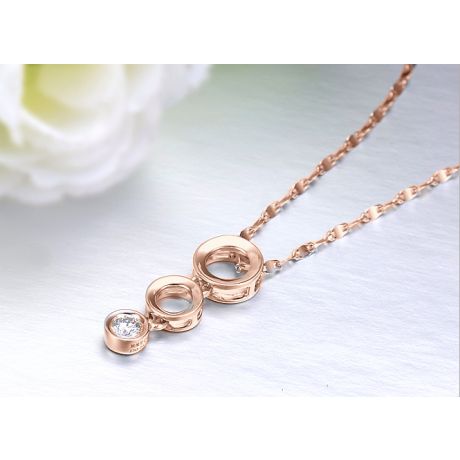 Ciondolo contemporaneo oro rosa a forma di O - Diamante incastonato chiuso 0.10ct