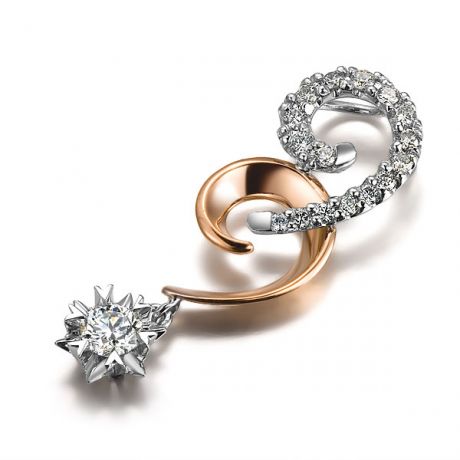 Ciondolo 99 - Oro bianco e rosa - Diamanti 0.300ct