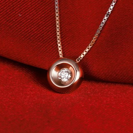 Ciondolo Solitario - Oro rosa - Diamante 0.10ct